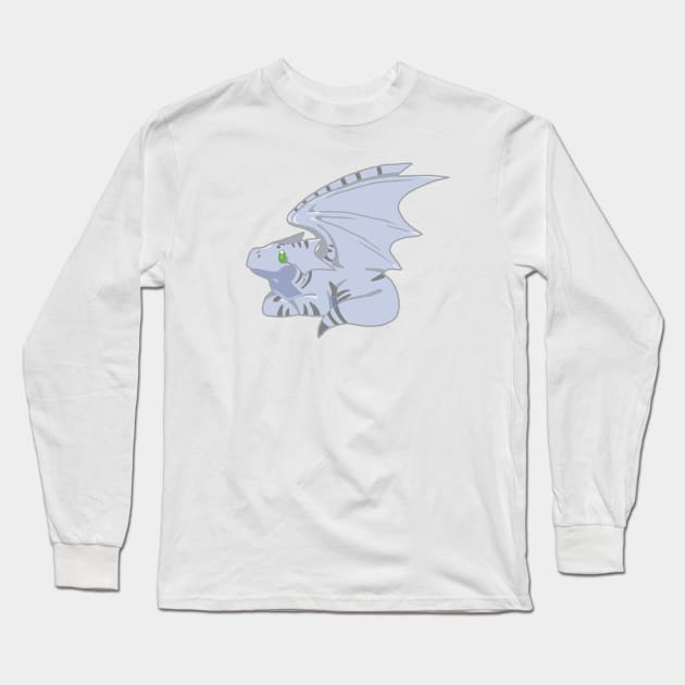 Cute Grey Cat Dragon Long Sleeve T-Shirt by SugarDrake